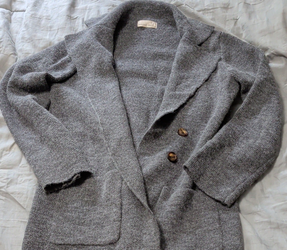 Cozy Grey Knit Women's Jacket
